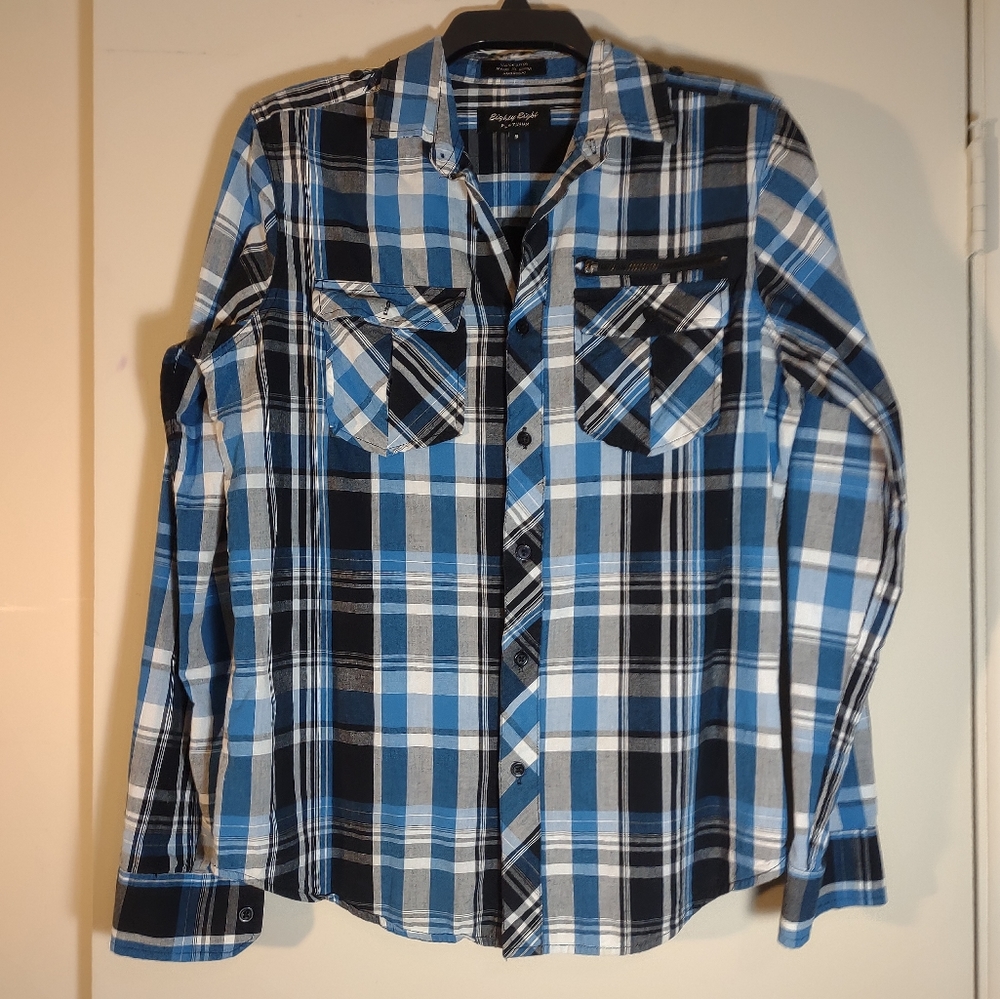 Men's size Small, "Eighty Eight" brand name button up Plaid